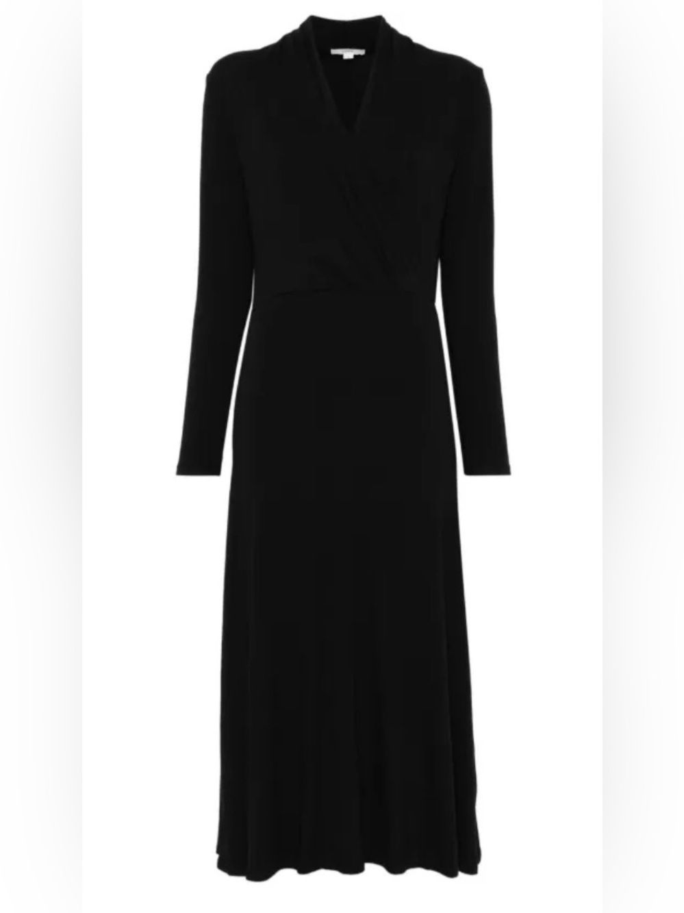 Vince Long-Sleeves Crossover Midi Dress in Black Size Medium - C47-039
